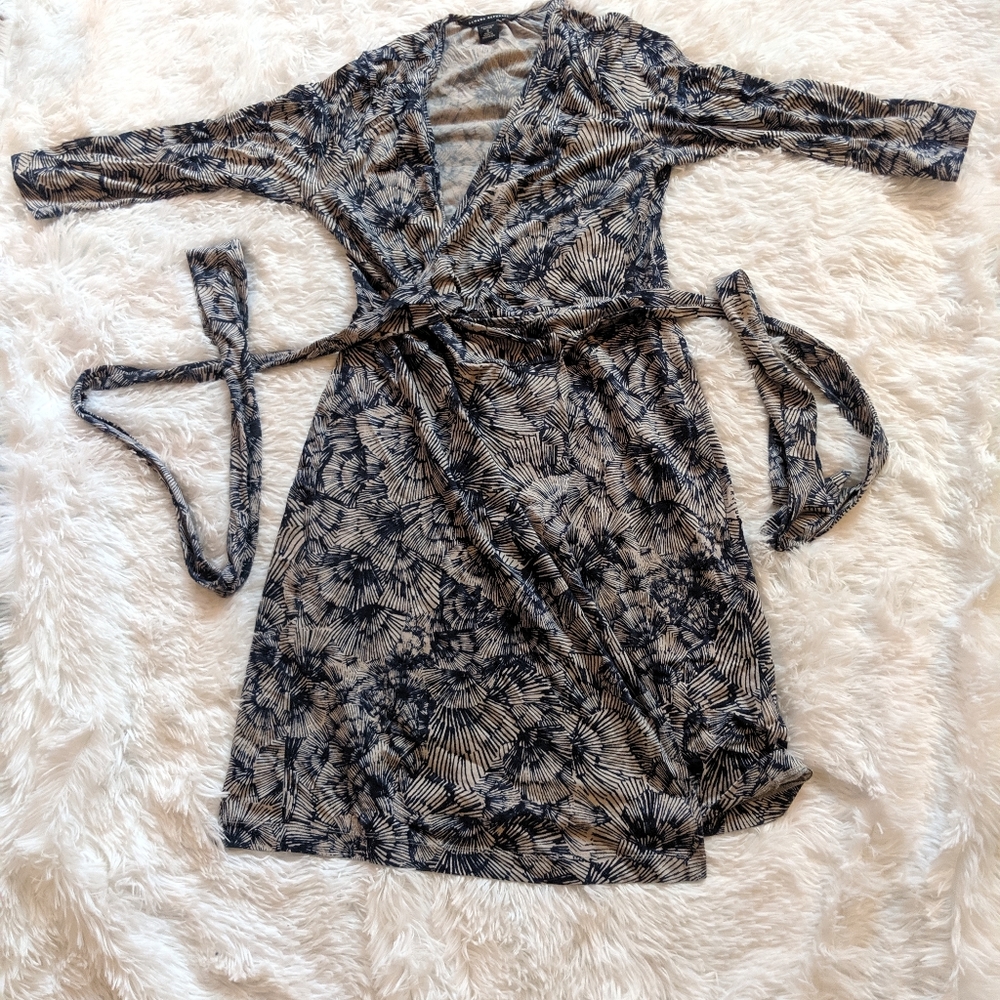 Banana Republic Wrap Dress Blue Petite Small